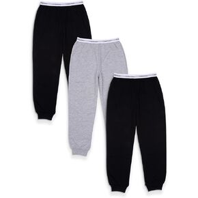 Calvin Klein Boys' 3 Pack Gender Neutral French Terry Jogger, Black/White/Heather Gray