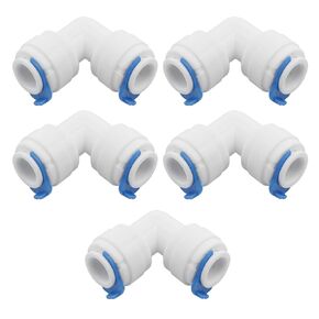 3/8 -Inch x 3/8 -Inch Tube Push Union Elbow Quick Connect for RO Water Filter Fitting Pack of 5