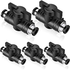 Boltigen 5Pack Pneumatic Push to Connect Ball Valve, 1/4"ODx 1/4“OD Quick Connect Air Control Fittings, 1/4"Air Flow Control Valve, Straight Tube Quick Connect Valve for Air Hydraulic
