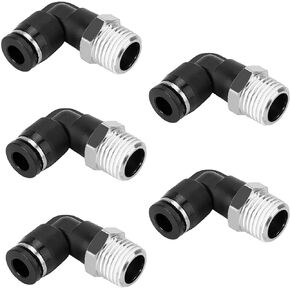 Elbow Push to Connect Air Fittings, 1/4" Tube OD x 1/8" NPT Thread Male Air Line Fittings Quick Connect Push Fittings Tubing Fittings Pneumatic Push In Connector Fittings (Pack of 5)