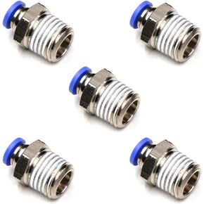 4mm OD Push to Connect Fitting Push in Connector 1/4 NPT Male Air Fittings Pneumatic Fitting,CEKER 4MM Air Tube Fittings Air Line Fittings Quick Connect Air Hose Fittings for 3D Printer 5Packs