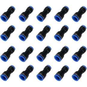 Closmos Plastic Push to Connect Straight Union Pipe Tube Reducer Fitting, 10mm OD x 6mm OD, Reducing Coupler Straight Pneumatic Connector (Pack of 20)
