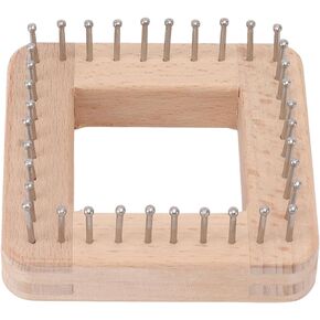 Diydeg Square Knitting Loom, Wooden DIY Board Mini Knitting Board Weaving Pegs Crochet Needlework Tools with Non Detachable Hooks, for Making Cushions Scarves Hats Shawls (L)