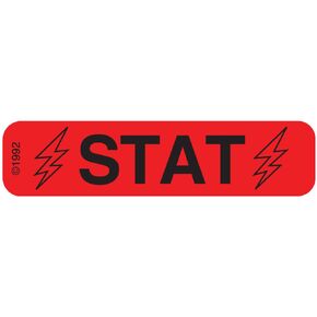 Pharmex 1-375 "STAT" Permanent Paper Label, 1 9/16" x 3/8", Red, Pack of 1000
