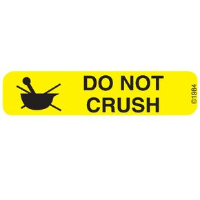 PHARMEX 1-328 Permanent Paper Label,"DO NOT Crush", 1 9/16" x 3/8", Yellow (500 per Roll, 2 Rolls per Box)