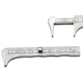 AAProTools Handy Sliding Gauge Stainless Steel Vernier Caliper Ruler Measuring Tool Double Scales mm/inch Mini Pocket Ruler 80mm