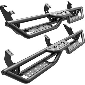 Running Boards Compatible with Toyota 4Runner 2010-2024 Trail Edition, 2014-2024 SR5/TRD Pro, 6" 2-Stairs Side Step Rails Coated Black Carbon Steel Nerf Bars