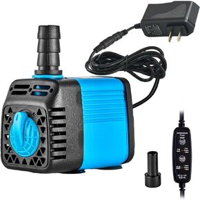 LAPOND Upgrade 160GPH Submersible Pump with Timer(600L/H,12V,7W),Ultra Quiet Water Pump with 5.2ft High Lift,Fountain Pump for Fish Tank, Pond, Aquarium, Statuary, Hydroponics