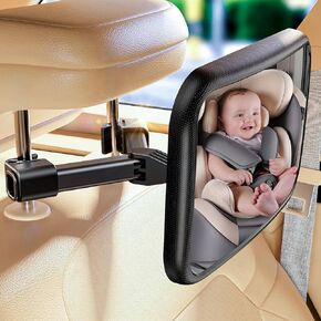 EvcgoX Baby Car Mirror,Car Seat Mirror for Baby Rear Facing,Infant Car Mirror with Hook Clip,Easy Install,Shatterproof and Adjustable Baby Monitor,Safety Certified Baby Mirror for Car