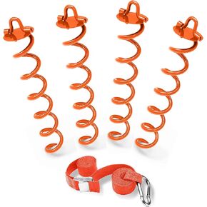 ABCCANOPY 10" Spiral Ground Anchor with Dog Tie Out for Anchor Swings Set Down, Tent (Black)