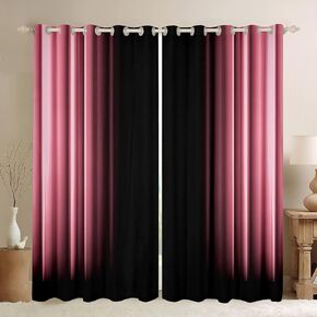 Feelyou Abstract Ombre Curtains Kids Teens Red and Black Window Curtains for Bedroom Living Room,42 X 63 Inches,2 Panels