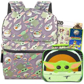 Star Wars Backpack and Lunch Box Set - Bundle with Baby Yoda School Backpack for Boys, Star Wars Lunch Bag, Stickers | Star Wars The Child Backpack