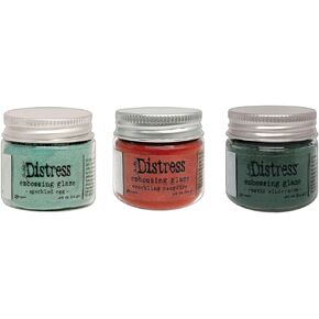 Bundle of 3 Tim Holtz Embossing Glaze: Crackling Campfire, Rustic Wilderness and Speckled Egg