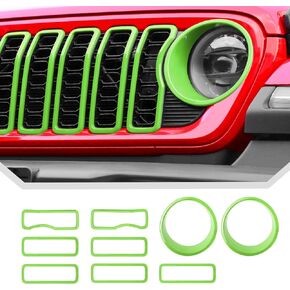 JeCar Grill Inserts for 2024+ Jeep Wrangler JL JLU Grill Cover & Headlight Covers Trim Kit (Black 9pcs)