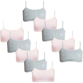 DChica Cotton Girls Training Bras with Single Front Layering Teens Sports Bra - Pack of 10
