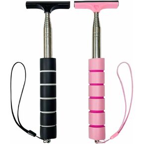 Sweetfamily 2 PCS Car Side Mirror Squeegee,Portable Car Rearview Mirror Wiper Telescopic Auto Mirror Squeegee Cleaner 98cm Long Handle Mini Squeegee with Lanyard for Car Glass Windows (Black+Pink)
