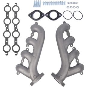 TEKKOAUTO GM LS Swap Cast Iron Manifold Headers Replacement for LS1 LS2 LS3 4.8L 5.3L 6.0L