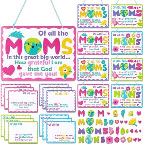 Chunful 16 Sets Mother's Day Craft Kits for Kids Religious Mother's Day DIY Projects Bulk DIY Mom Gifts Craft Christian Mothers Day Arts Party Favor Decor Classroom Kindergarten Game Fun Activities