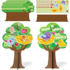 WATINC Mother’s Day Trees Craft Kit - 28Pcs DIY Mothers Day Tree Gift Craft for Kids with Birds Nests Stickers, Home is Where My Mom is Sign Craft Decor for Home School Classroom Fun Activity