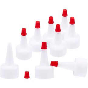 PH PandaHall 50 Pack 24/410 Squeeze Bottle Caps Red-Tip Caps Yorker Dispensing Cap with Red Seal Replacement Caps Twist Top Caps for Fragrance Oil Bottles Glue Bottles, Neck Diameter: 26mm