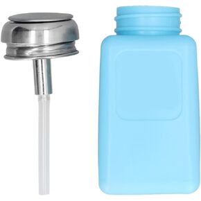Walfront Solvent Dispenser, 200ML Press Type Solvent Dispenser Push Type Bottle ESD Anti Static Bottle with Stainless(Blue)