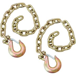 Boxer Trailer Safety Chain 3/8" x 35" 2 Pack - Grade 70 Transport Chain with Clevis Hook