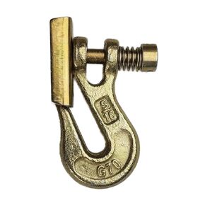 Grade 70 Pin Lock Clevis Grab Hook with Latch, for Tow Winch Trailer, Logging, Yellow Zinc Chromate Finish (5/16-4pcs)