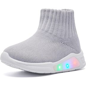 MORENDL Toddler Light Up Walking Shoes Baby Non-Slip Sock Shoes Toddler Slip On Sneakers Boys & Girls