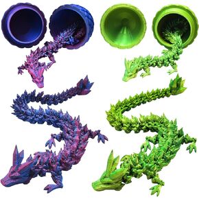 MEIEST 2 PCS Mini 3D Printed Dragon in Egg,Full Articulated Crystal Dragon,Flexible Joints Home Decor Executive Desk Toys, Creative Gifts