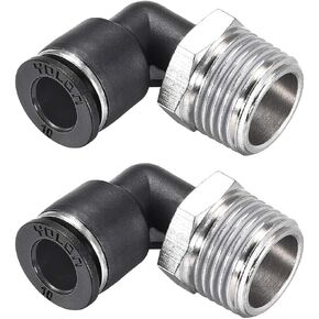uxcell Push To Connect Tube Fitting Male Elbow 10mm Tube OD X 1/2NPT Thread Pneumatic Air Push Fit Lock Fitting 2pcs