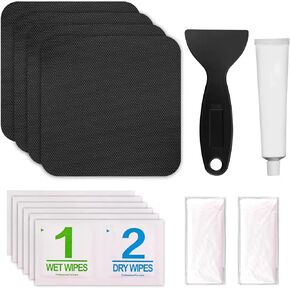 4PCS Trampoline Patch Repair Kit 5 x 5 inch Square On Patches | Repair Holes or tears in a Trampoline Mat, Black