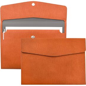 VANRA 1 Piece PU Leather Envelope File Folders A4 Paper Document Filing Envelope Document Organizer Leather Portfolio Folder Holder with Magnetic Closure (Black)