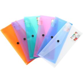 6Pcs Plastic File Folder, Envelopes Document Organizer with Snap Button, Clear File Folders Document Folders File Bags for School Office, Filling Product (Random Color)