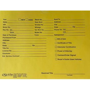 A Plus Dealer Supplies Vehicle Printed Dealer Jackets #5110 DSA-546 Yellow, 100 Quantity (P13*)