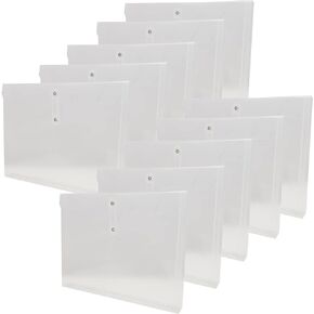 Legal Size Poly String Envelope with Expandable Gusset,Clear Poly Reusable File Folders Project Paper Documents Organizer for Office School Home, 10 Pack
