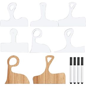 Elesunory 6 Pcs Cutting Board Template Acrylic, Router Templates for Woodworking, Charcuterie Board Template, Cutting Board Handle Template with 4 Pens, Large Handle Board Template for Kitchen