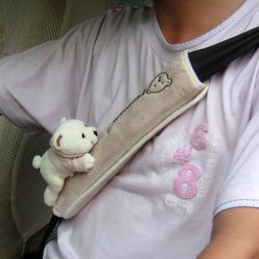 Tianmei 2Pcs Bear Doll Styling Faux Suede Car Seat Belt Strap Cover Shoulder Strap Pad (Pink Color)