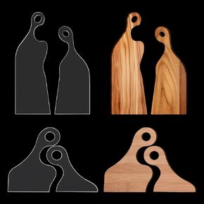 HSOKEW Charcuterie Board Handle Template, 4mm Thick Acrylic Router Templates for Woodworking Cutting Board Clear Curvy Angled Handle Cutting Board for Kitchen DIY Charcuterie Board