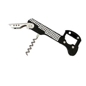 Glittery Boomerang Wine Opener, waiter Corkscrew, Black, Cork Screw, Foil Cutter, 3 in 1 multifunction, for home, Restaurant, Open Bottles, Beer, Multi Use, Compact