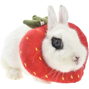 FLAdorepet Rabbit Protection Cone for After Surgery, Elizabeth Neck Recovery Collar for Small Animals,Bunny Toast Avocado Costume (Small (Pack of 1), Strawberry)