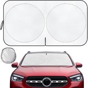 Car Windshield Sun Shade - Foldable Car Sun Shade Protection with Storage Bag, Reflective Car Window Shades for Front Windshield, Cool Sun Blocker for Car, Truck, SUV Automotive (59''L x 33''W)