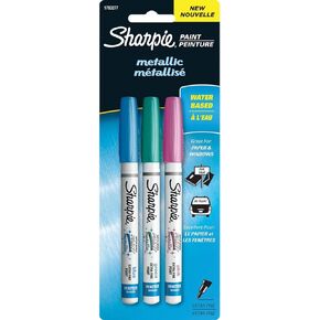 SHARPIE Paint Marker, 3-Count, Metallic Assorted, 3 count