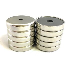 Neodymium Disc Hole Magnet, 1.425 in x 0.3 in Strong Earth Round Industrial Magnets with 0.15 in Countersunk Hole, 12 lbs Powerful Pull Force, 10 Pack