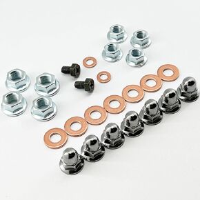ZINC TWO STROKE MOTORCYCLE ENGINE CYLINDER HEAD ACORN CAP FLANGE NUTS KIT FOR MC HONDA CR KAWASAKI KX YAMAHA YZ SUZUKI RM ATC TRX250R ATC250R LT250R LT500R DRAIN BOLT DIRTBIKE
