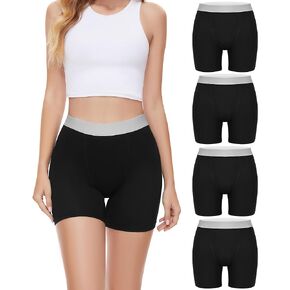 Sunm Boutique Women's Boxer Briefs Cotton Boyshorts Underwear for Women High Waisted Panties Plus Size 5.5" Inseam 3/4 Pack