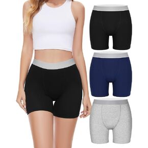 ملابس داخلية نسائية من Sunm Boutique سراويل داخلية قطنية للنساء سراويل داخلية عالية الخصر مقاس كبير 5.5 بوصة درزة داخلية 3/4 حزمة