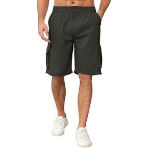 Men's Outdoor Cargo Shorts Elastic Waist Tactical Shorts Jogger Relaxed Fit SweatShorts with Multi-Pocket