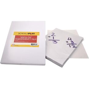 School Smart Write-On Transparency Films, 8-1/2 x 11 Inches, Clear, Pack of 100