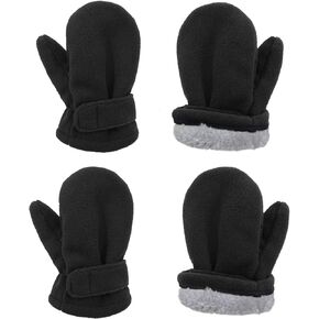 American Trend 2 Pairs Toddler Mittens Unisex Lined Fleece Gloves Winter Warm kids Mitten for Baby Boys and Girls