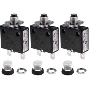 RKURCK 30 Amps Thermal Circuit Breaker, Thermal Overload Protector Push Button Manual Reset Circuit Breaker 32V DC 125/250V AC 30A 3Pcs